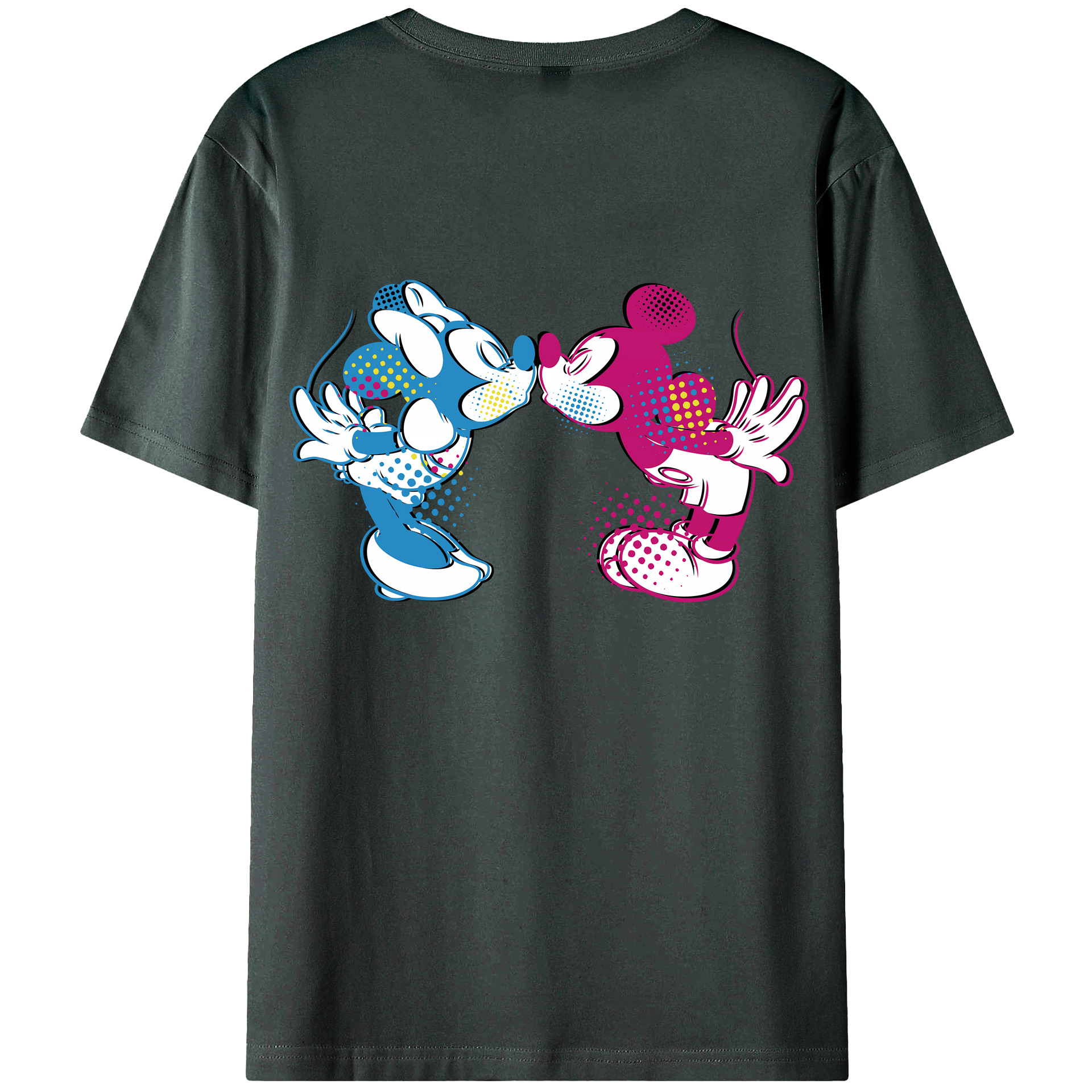 （画像用） ミッキーマウス Mickey Mouse 綿100％ メンズ半袖Tシャツ（バックプリント） 通気性